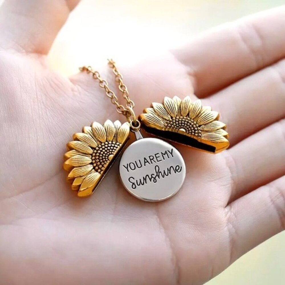 “You Are My Sunshine” Sunflower Message Necklace